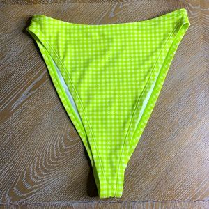 URBAN OUTFITTERS OUT FROM UNDER Lime Green Checkered Hi-Cut Swim Bikini Bottom